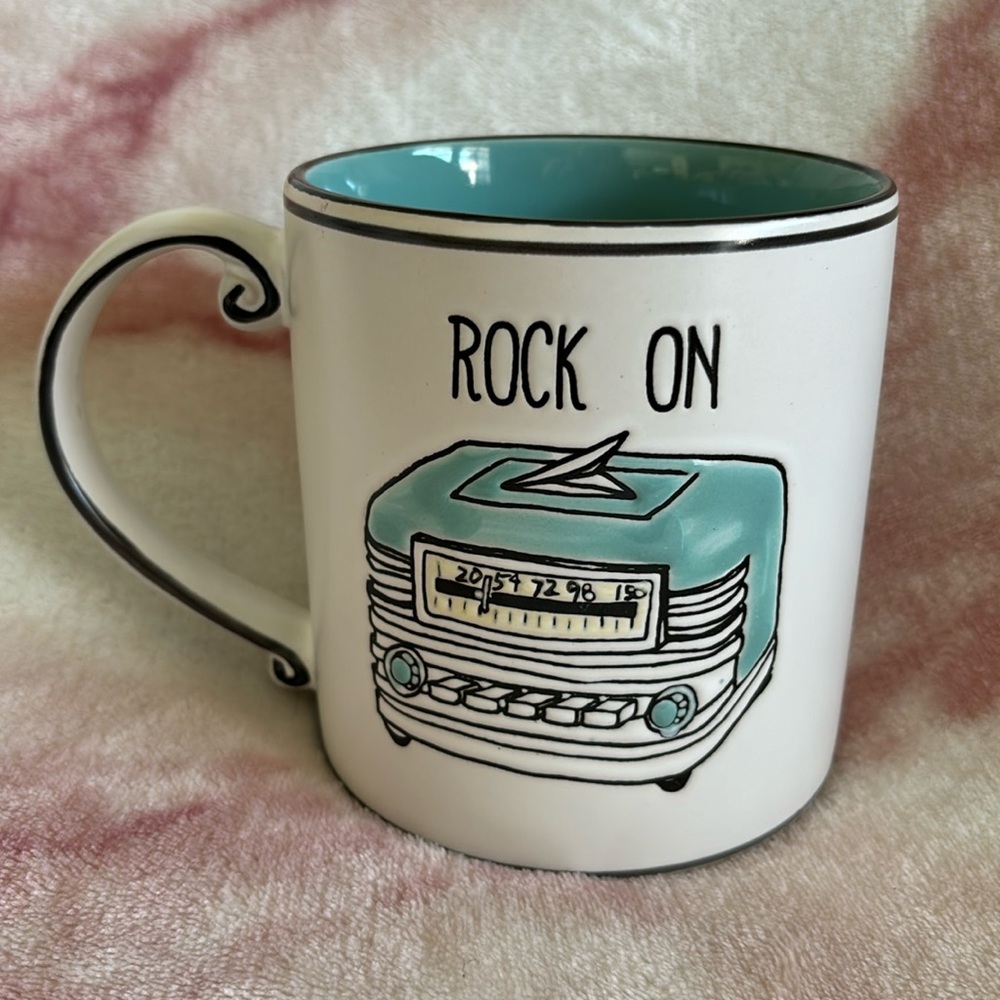 Rock On Ceramic Coffee Mug 21 oz by Spectrum Designz NWT 4.5x4x4.6”